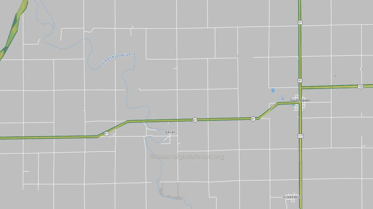 Drury, KS Map of Noise Levels in Drury