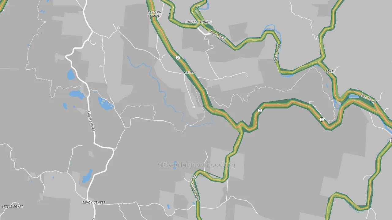 Drury, MA Map of Noise Levels in Drury