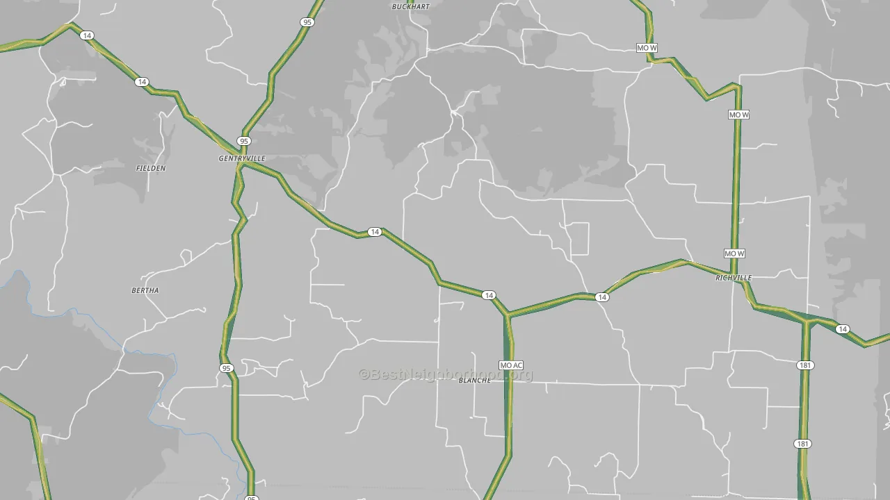 Drury, MO Map of Noise Levels in Drury