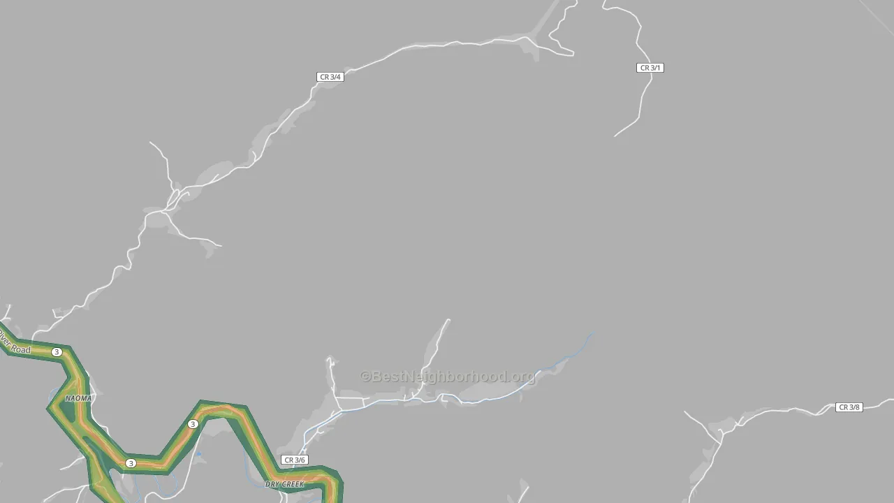 Dry Creek, WV Map of Noise Levels in Dry Creek