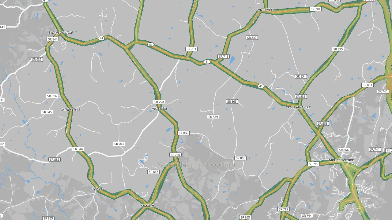 Dry Fork, VA Map of Noise Levels in Dry Fork