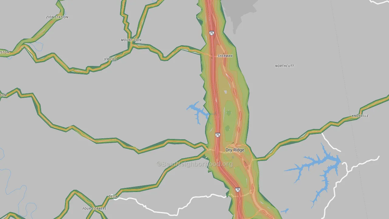 Dry Ridge, KY Map of Noise Levels in Dry Ridge