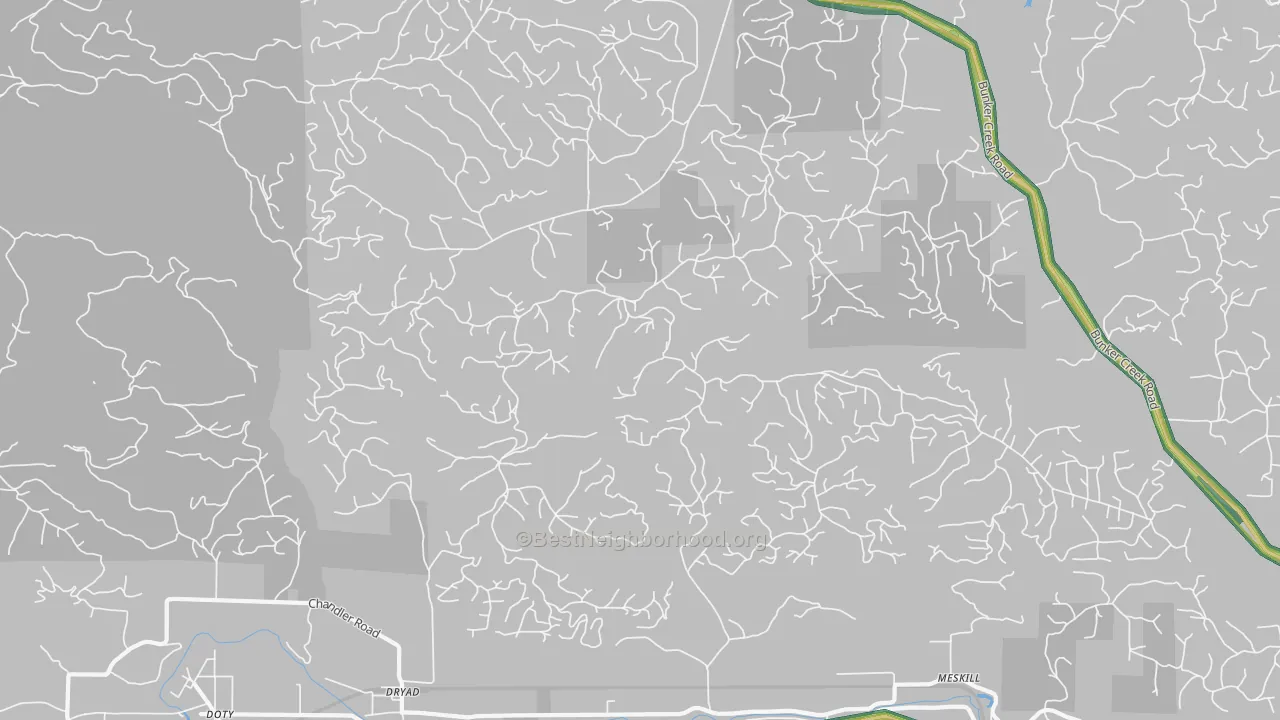 Dryad, WA Map of Noise Levels in Dryad