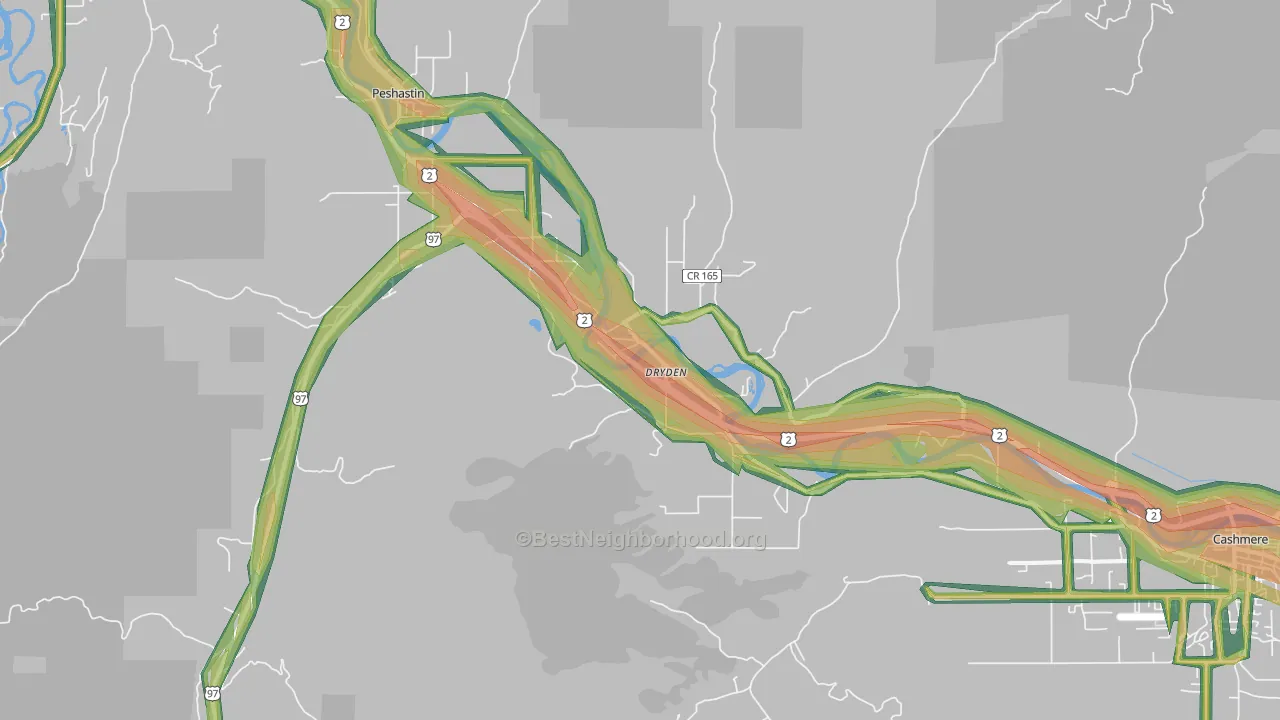 Dryden, WA Map of Noise Levels in Dryden