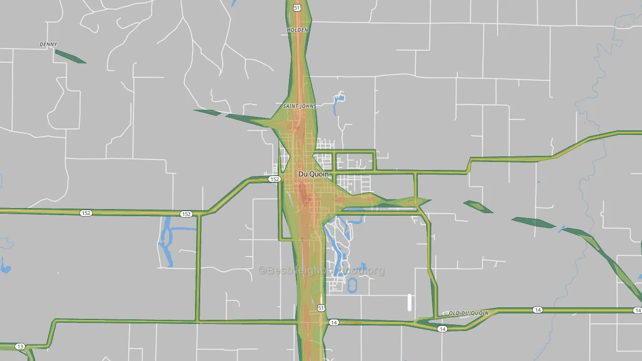 Du Quoin, IL Map of Noise Levels in Du Quoin