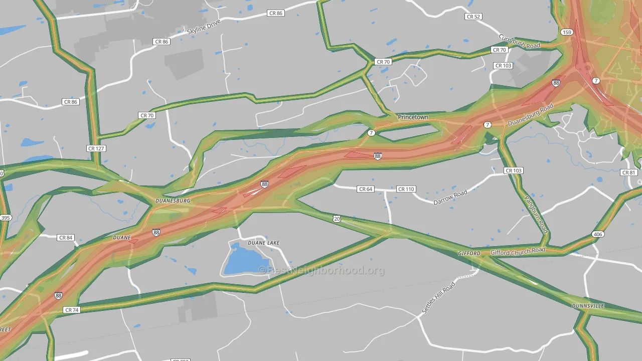 Duanesburg, NY Map of Noise Levels in Duanesburg