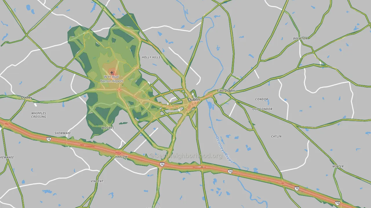 Dublin, GA Map of Noise Levels in Dublin