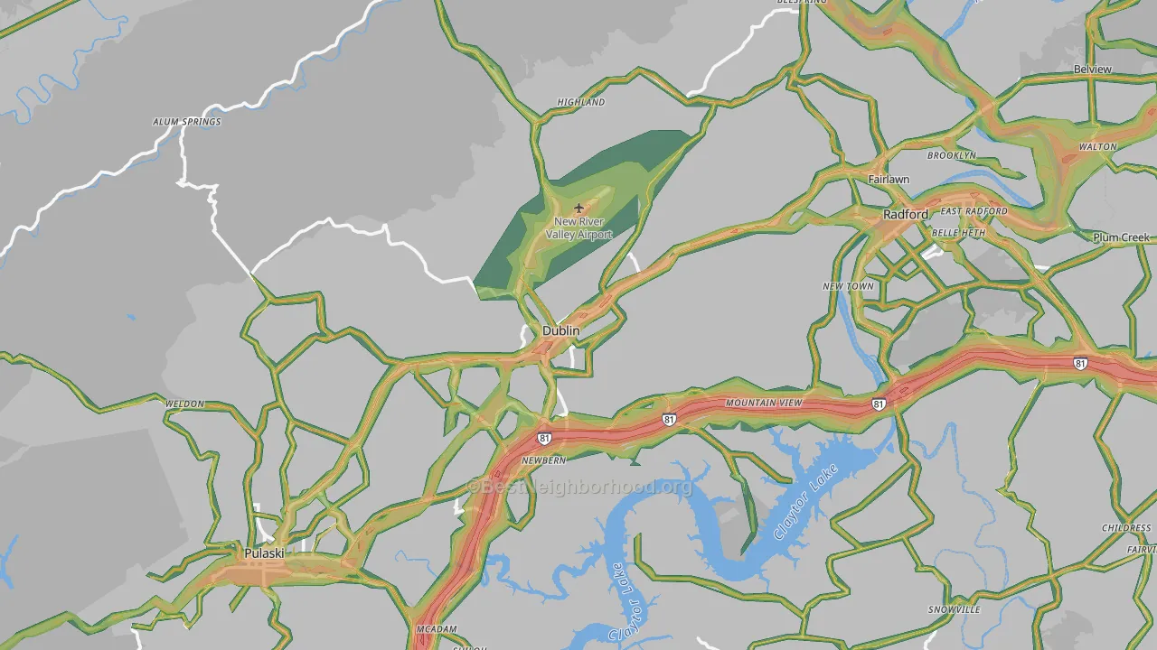 Dublin, VA Map of Noise Levels in Dublin