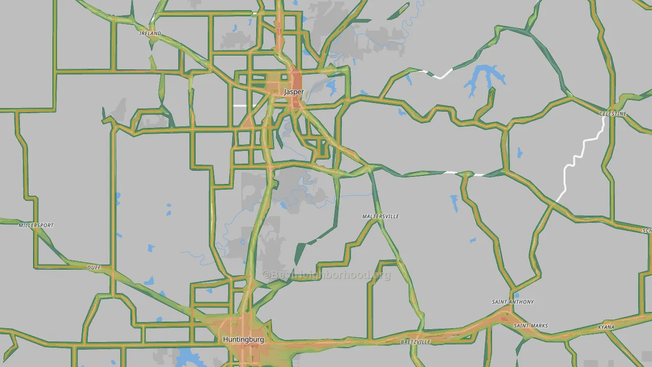Dubois County, IN Map of Noise Levels in Dubois County