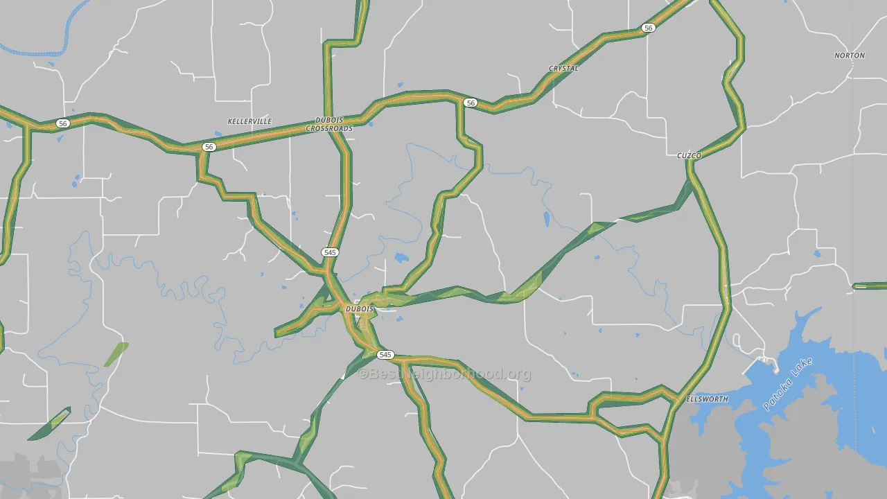 Dubois, IN Map of Noise Levels in Dubois