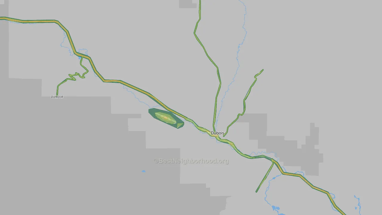 Dubois, WY Map of Noise Levels in Dubois