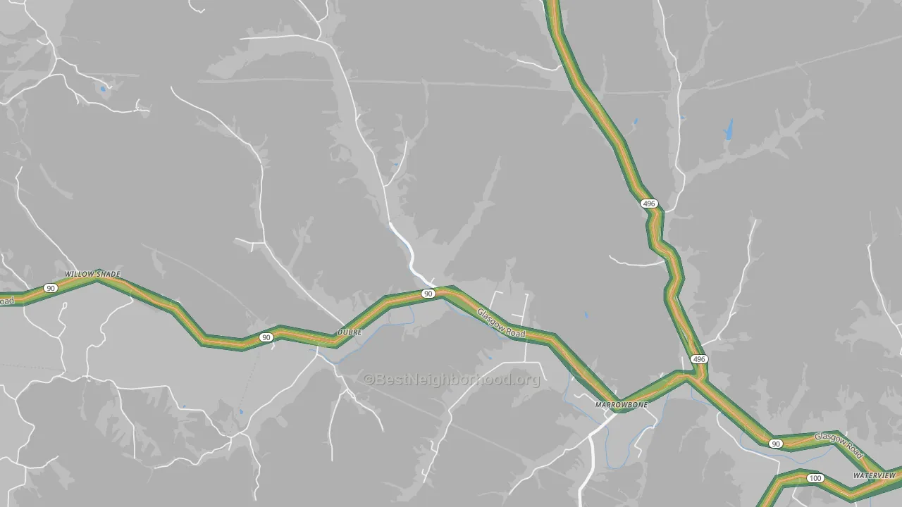 Dubre, KY Map of Noise Levels in Dubre
