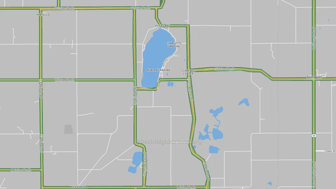 Duck Lake, MI Map of Noise Levels in Duck Lake