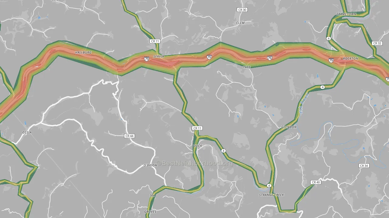 Duck, WV Map of Noise Levels in Duck