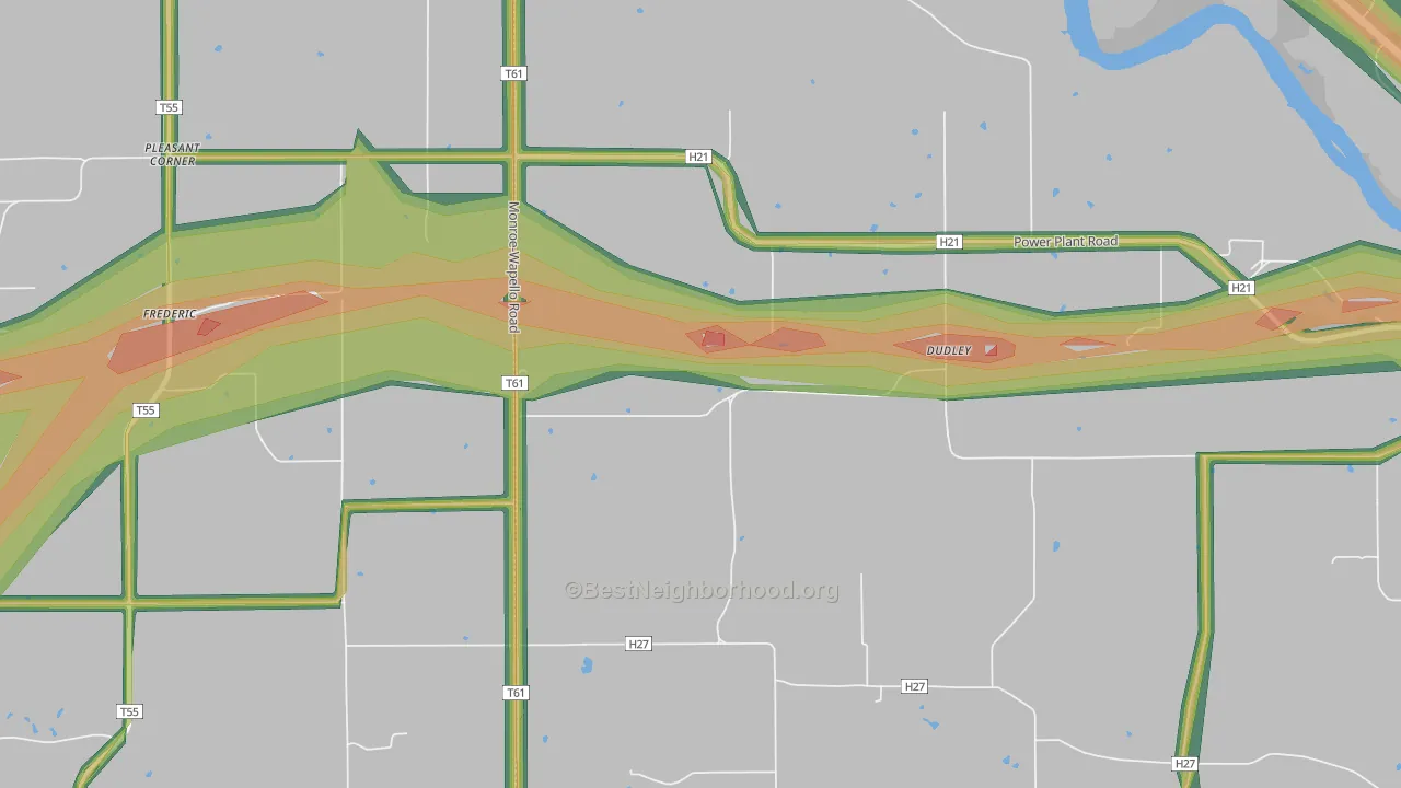 Dudley, IA Map of Noise Levels in Dudley