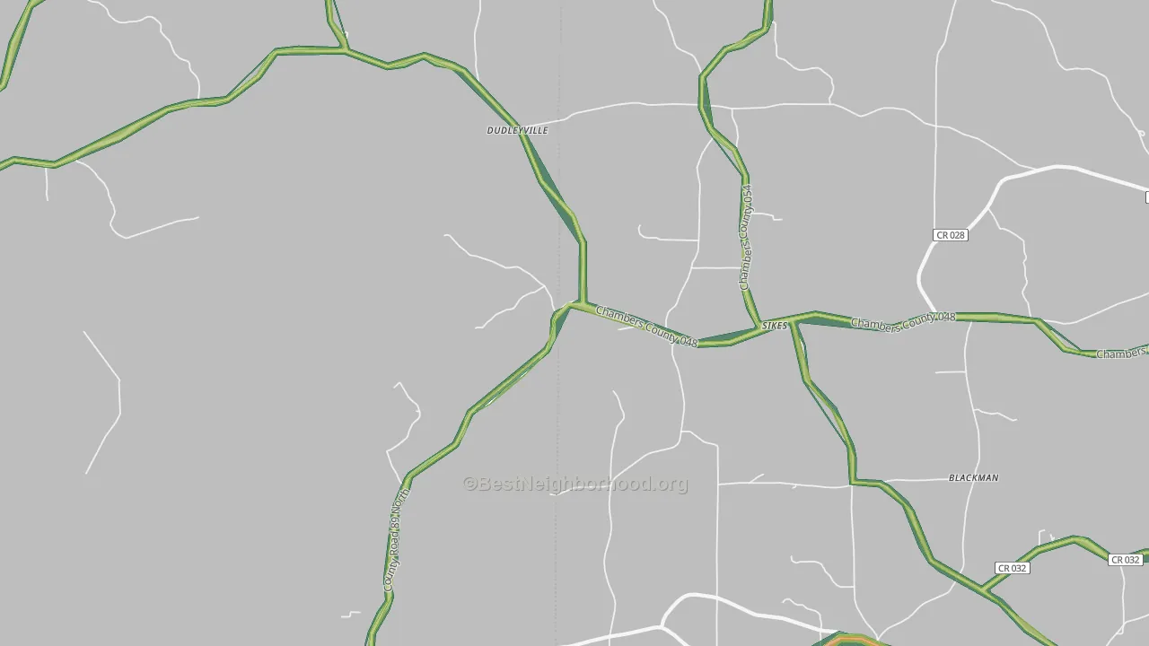 Dudleyville, AL Map of Noise Levels in Dudleyville