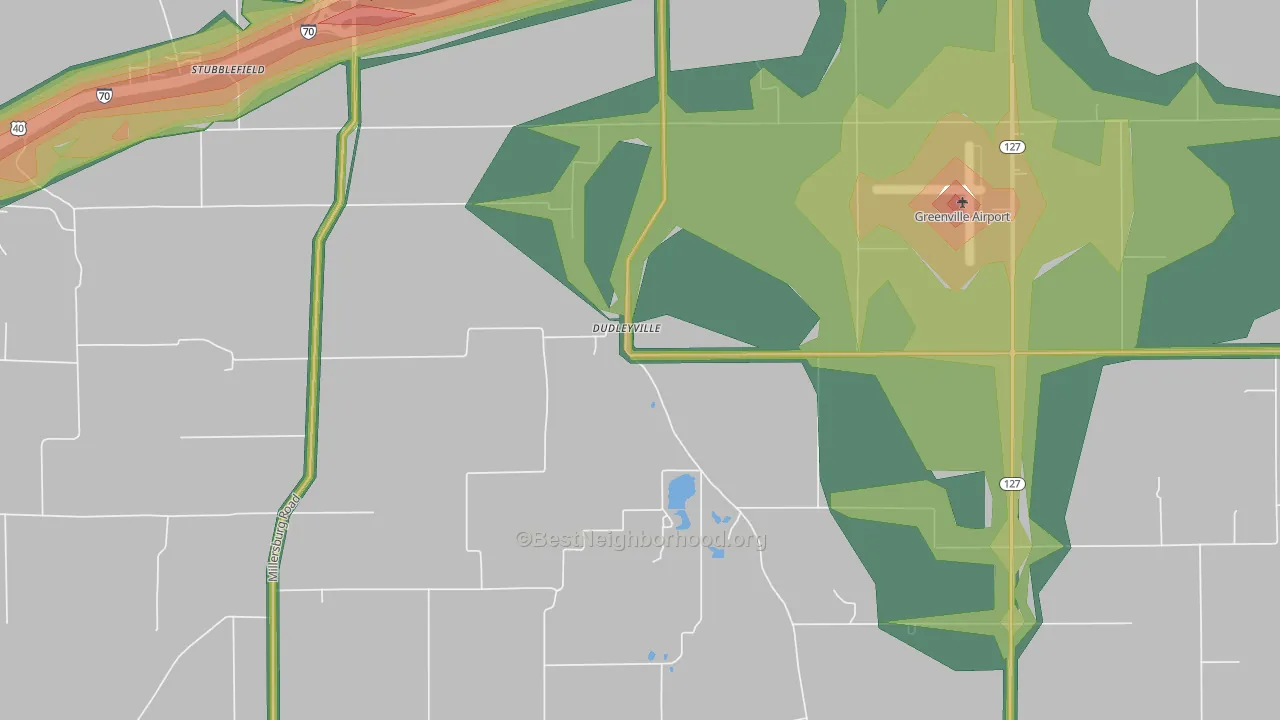 Dudleyville, IL Map of Noise Levels in Dudleyville