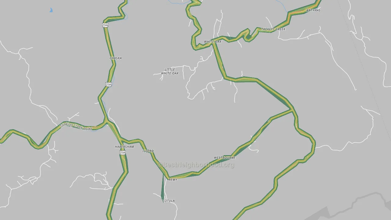 Duff, TN Map of Noise Levels in Duff