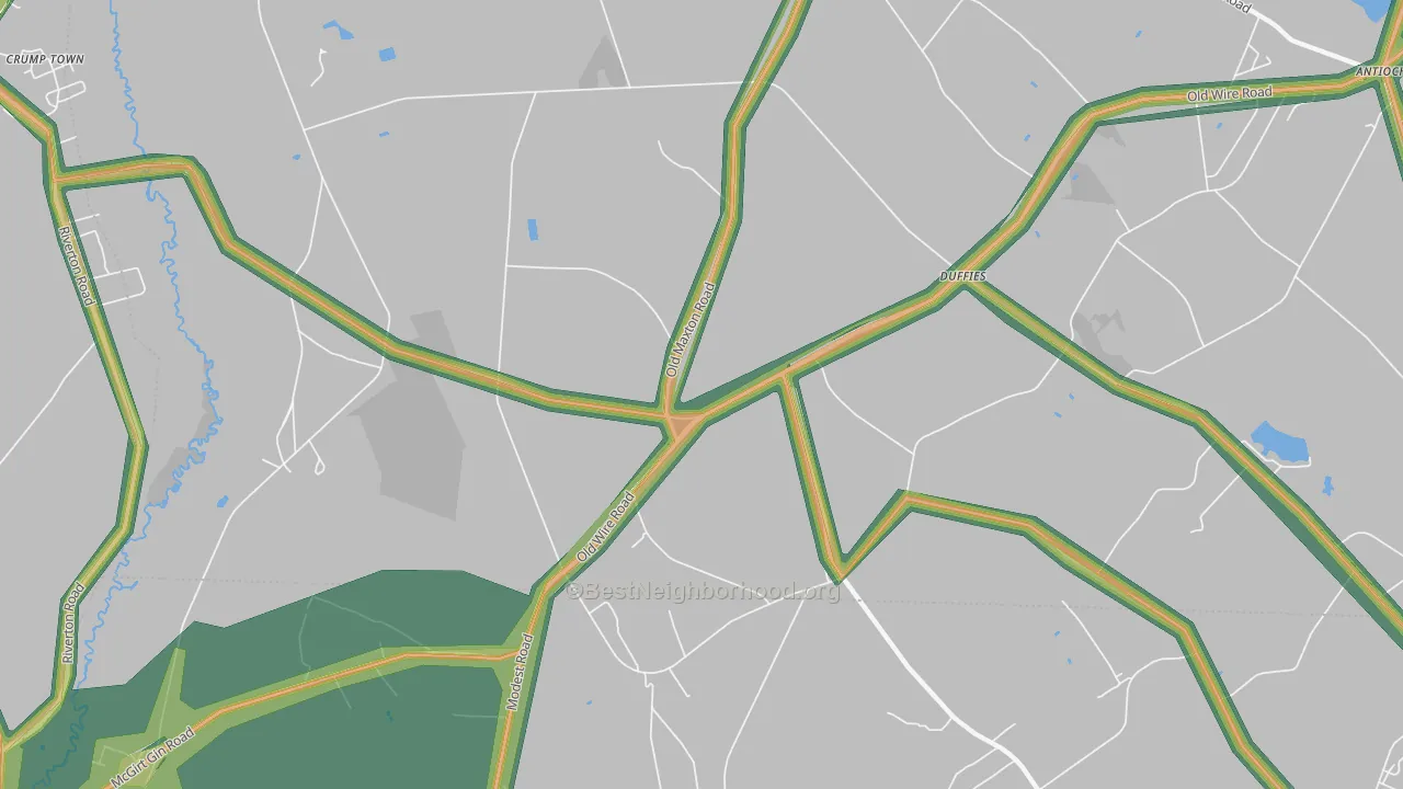 Duffies, NC Map of Noise Levels in Duffies