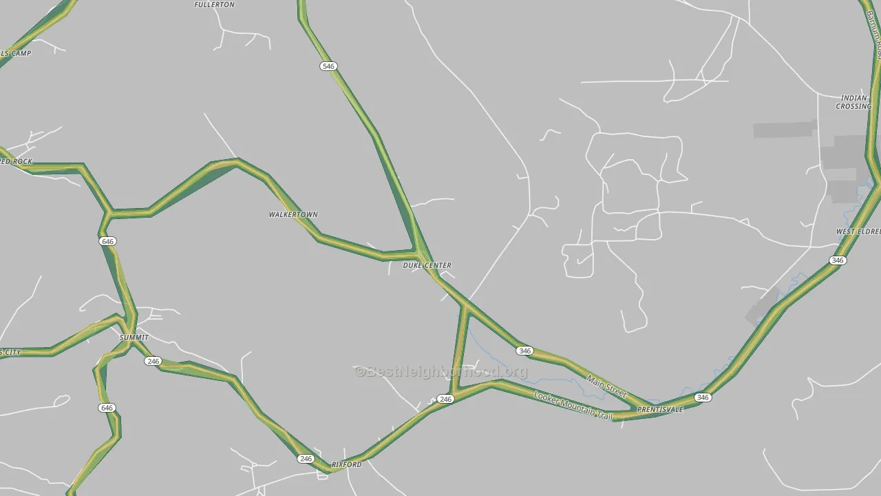 Duke Center, PA Map of Noise Levels in Duke Center