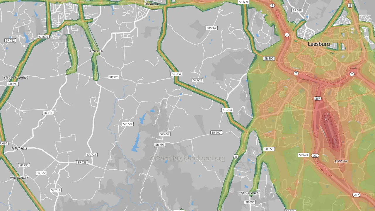 Dulles, VA Map of Noise Levels in Dulles