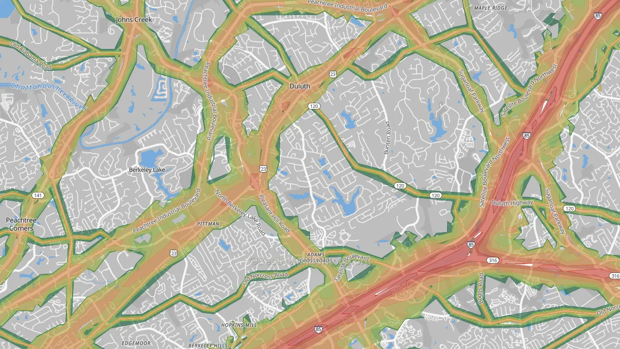 Duluth, GA Map of Noise Levels in Duluth