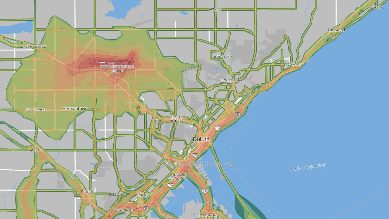Duluth, MN Map of Noise Levels in Duluth