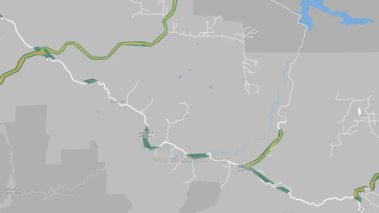 Dulzura, CA Map of Noise Levels in Dulzura