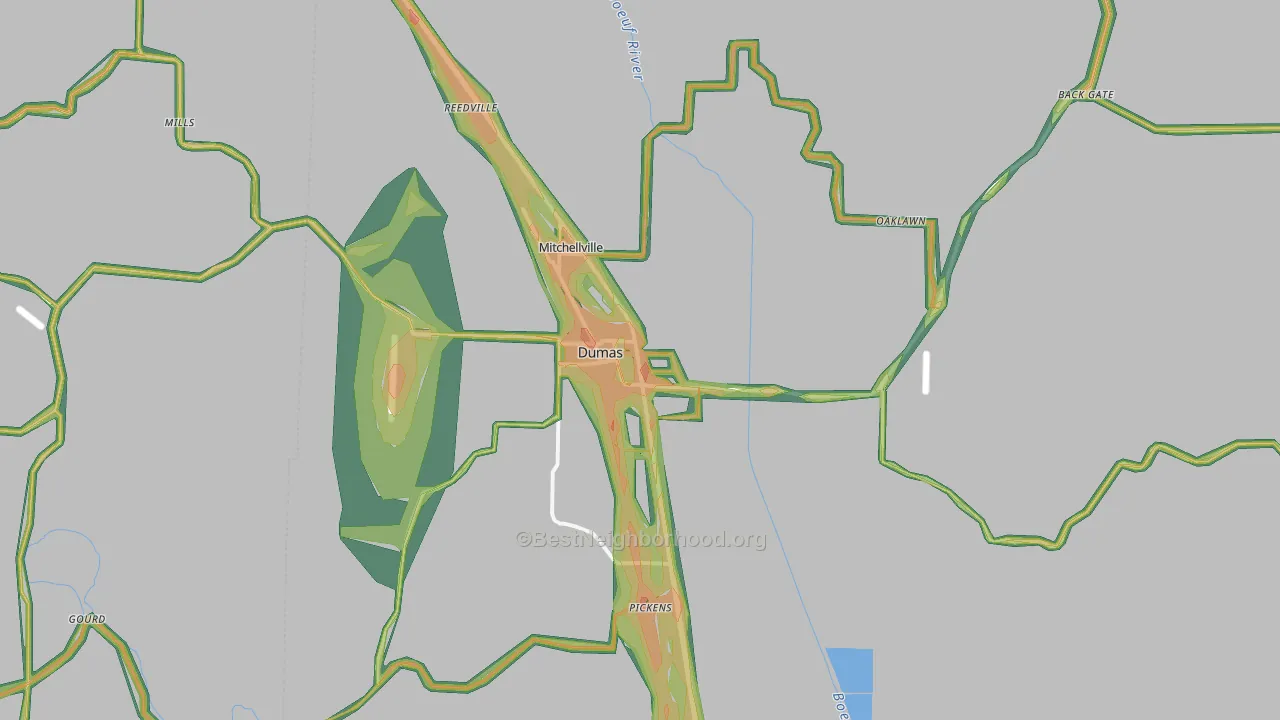 Dumas, AR Map of Noise Levels in Dumas