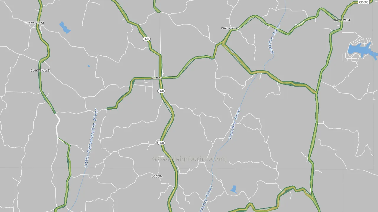Dumas, MS Map of Noise Levels in Dumas