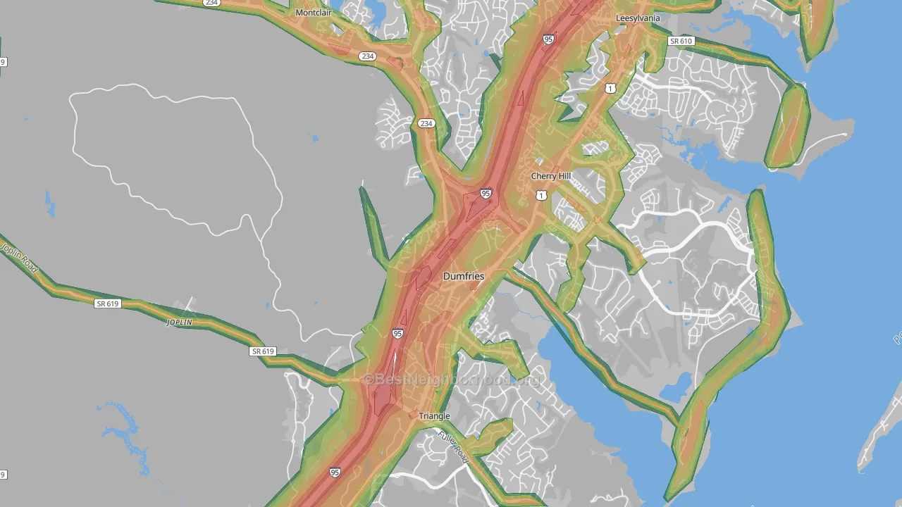 Dumfries, VA Map of Noise Levels in Dumfries