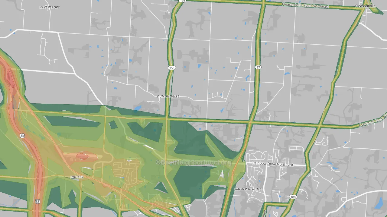 Dumontville, OH Map of Noise Levels in Dumontville