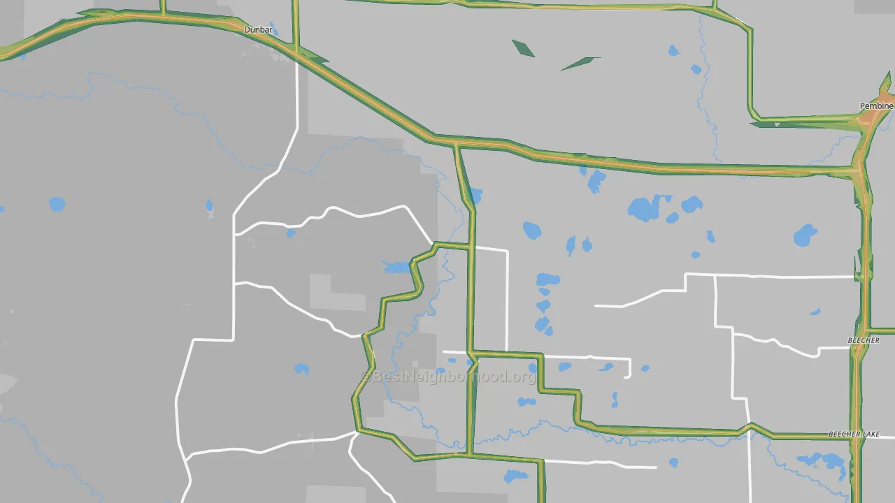 Dunbar, WI Map of Noise Levels in Dunbar
