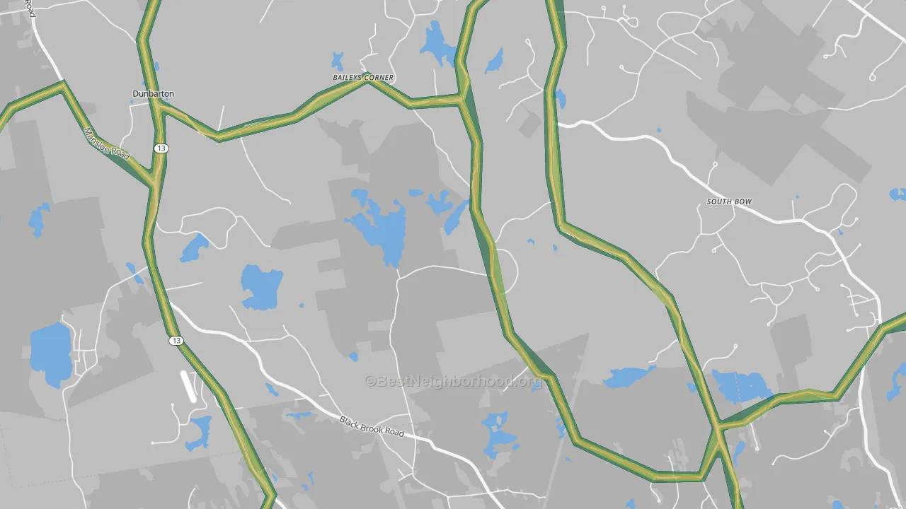 Dunbarton, NH Map of Noise Levels in Dunbarton