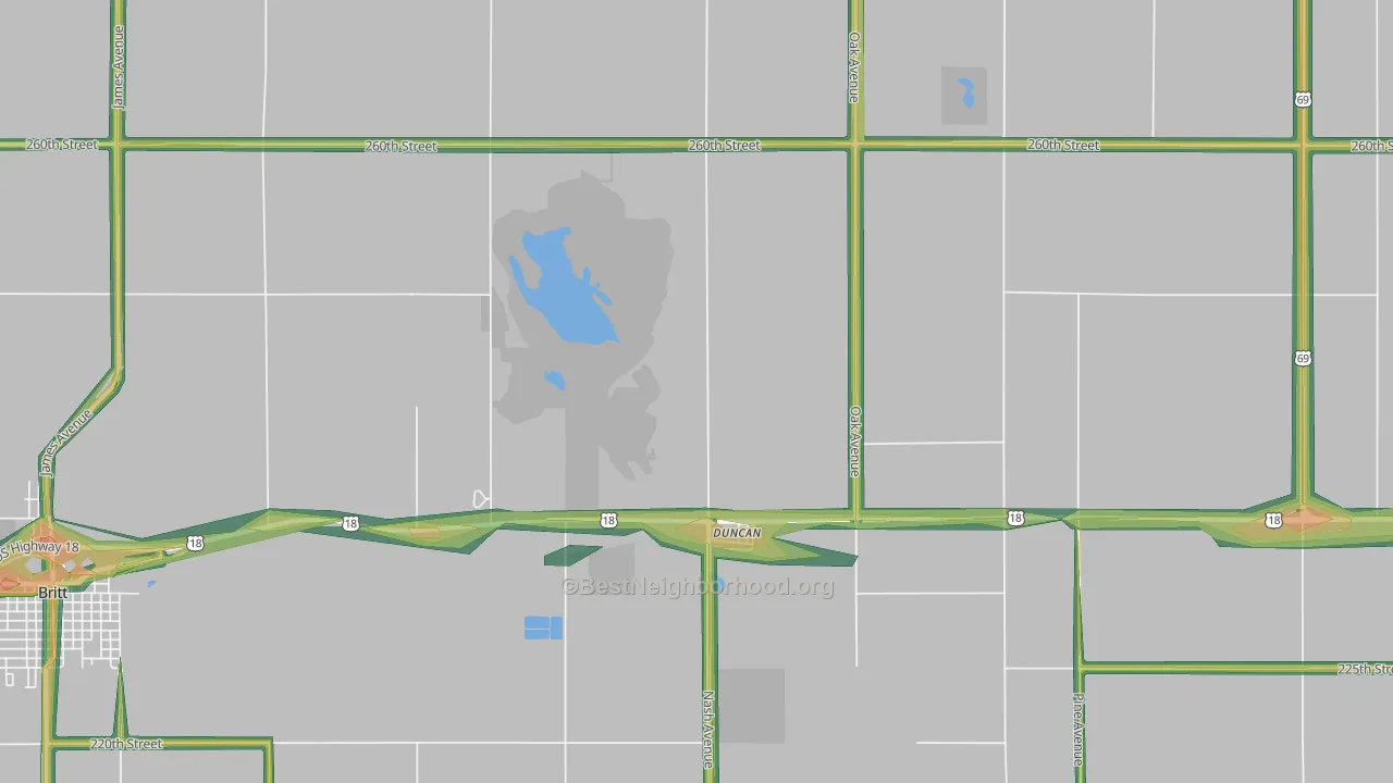 Duncan, IA Map of Noise Levels in Duncan
