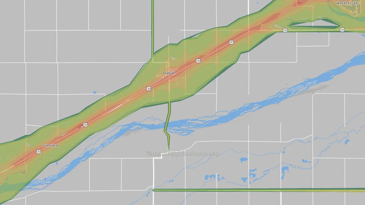 Duncan, NE Map of Noise Levels in Duncan