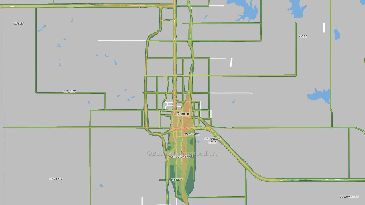 Duncan, OK Map of Noise Levels in Duncan