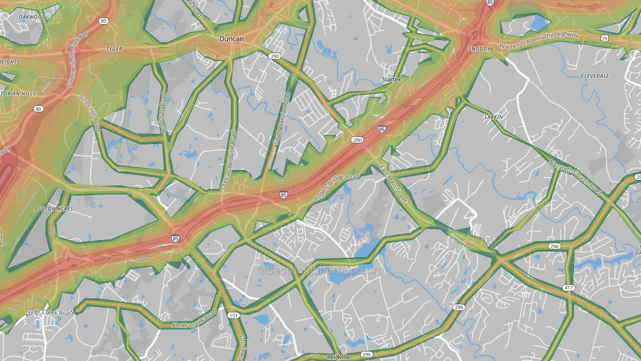 Duncan, SC Map of Noise Levels in Duncan