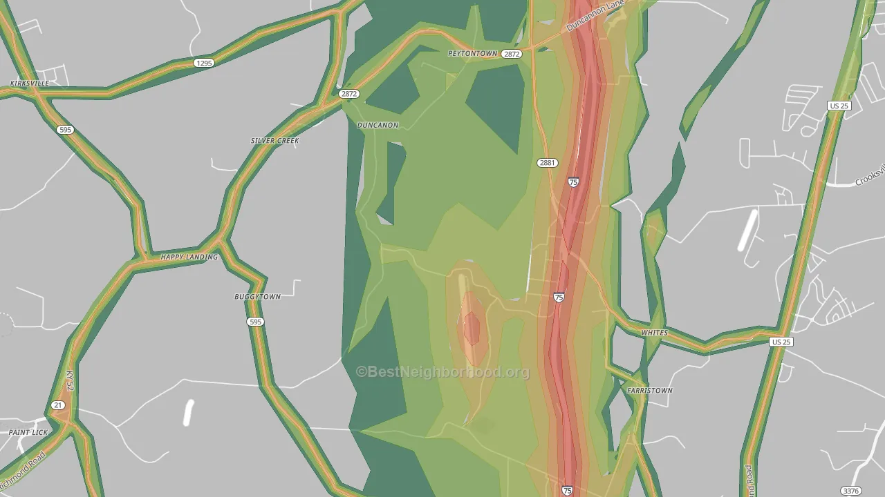 Duncanon, KY Map of Noise Levels in Duncanon