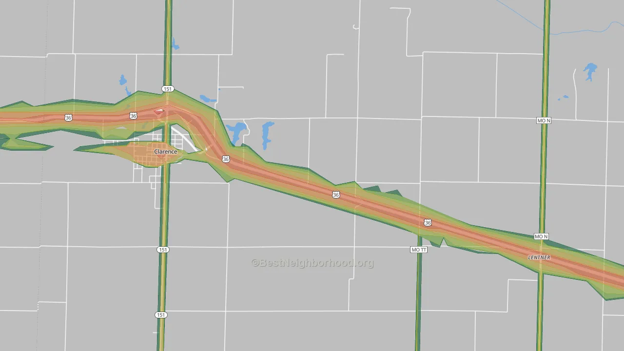 Duncans Bridge, MO Map of Noise Levels in Duncans Bridge