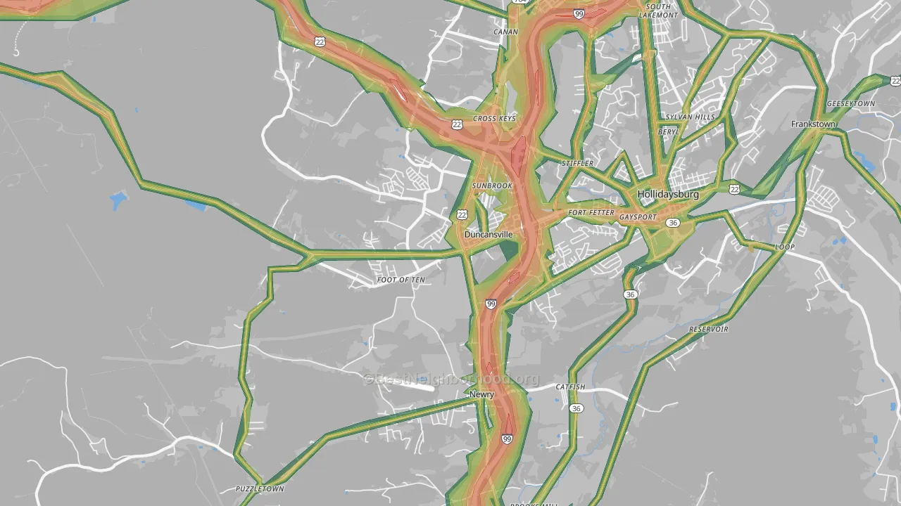 Duncansville, PA Map of Noise Levels in Duncansville