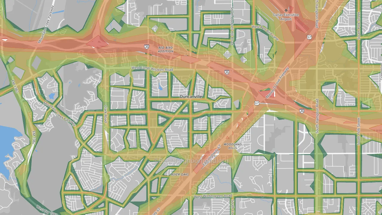 Duncanville, TX Map of Noise Levels in Duncanville