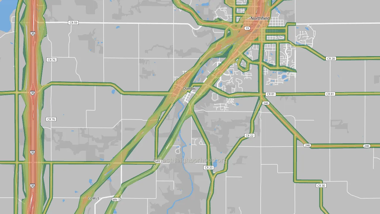 Dundas, MN Map of Noise Levels in Dundas