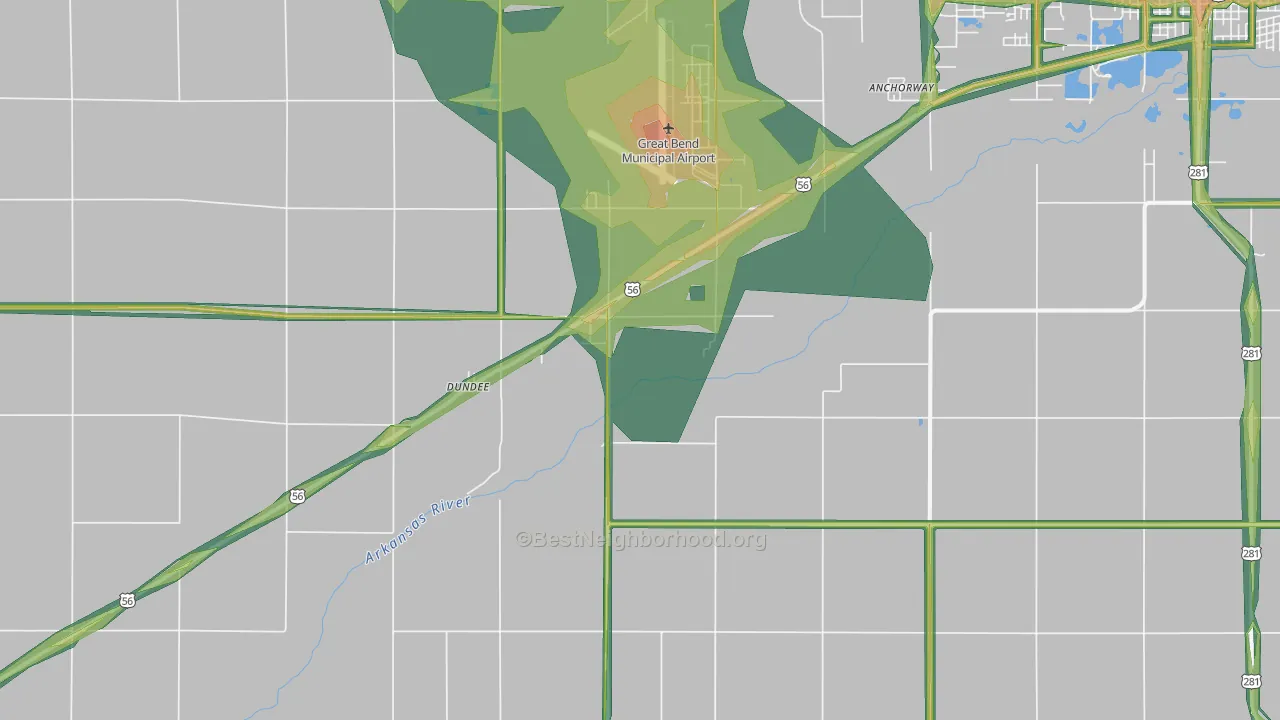 Dundee, KS Map of Noise Levels in Dundee