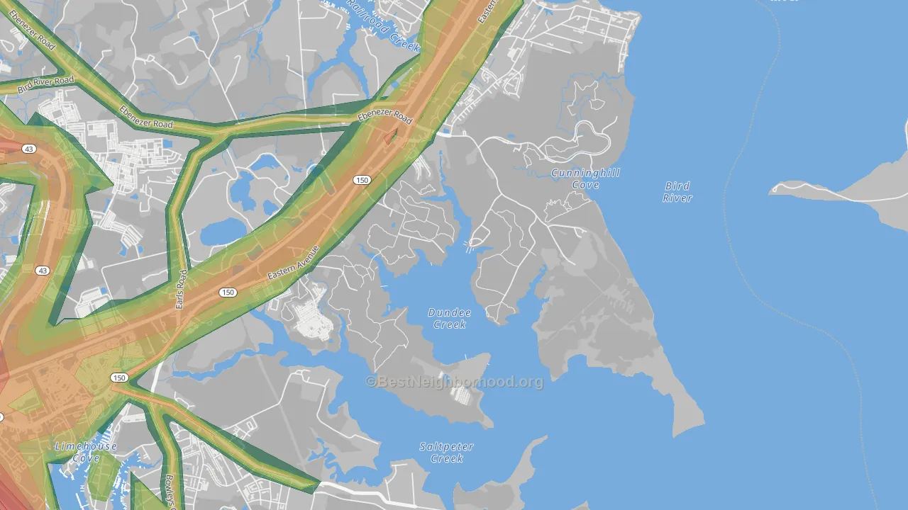 Dundee Village, MD Map of Noise Levels in Dundee Village