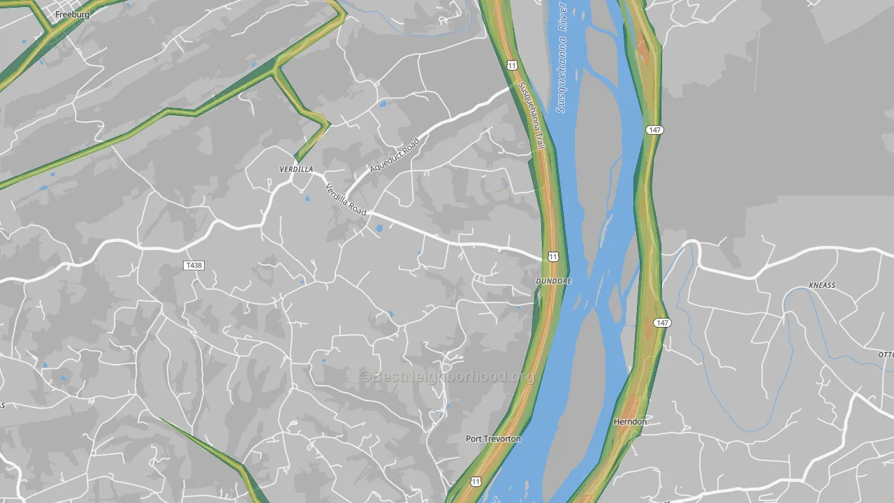 Dundore, PA Map of Noise Levels in Dundore