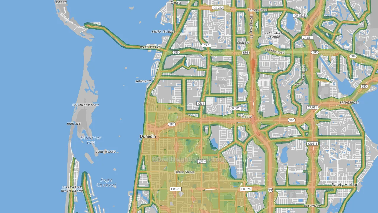 Dunedin, FL Map of Noise Levels in Dunedin