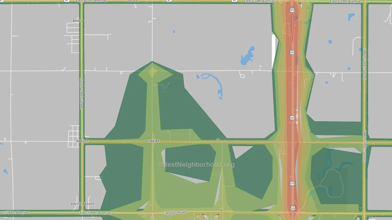 Dunkirk, KS Map of Noise Levels in Dunkirk