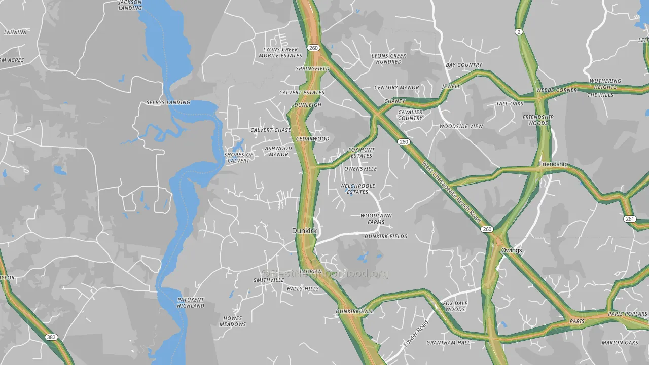 Dunkirk, MD Map of Noise Levels in Dunkirk