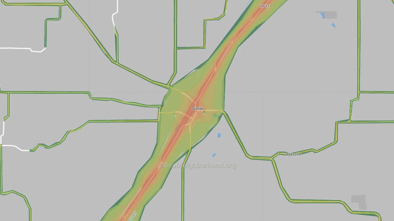 Dunlap, IA Map of Noise Levels in Dunlap